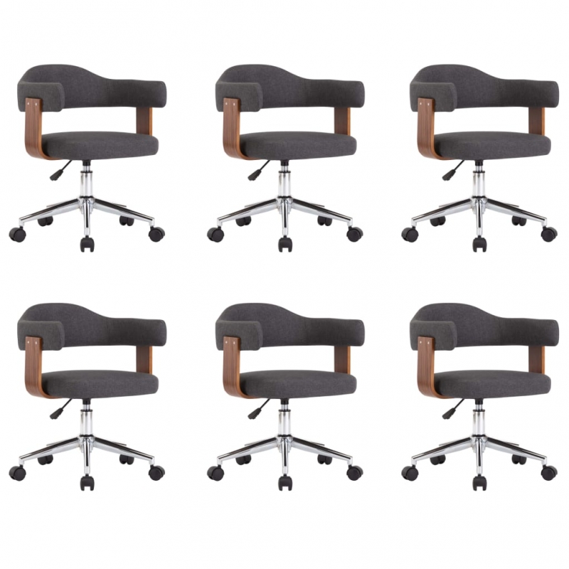 Drehbare Esszimmerstühle 6 Stk. Grau Bugholz und Stoff