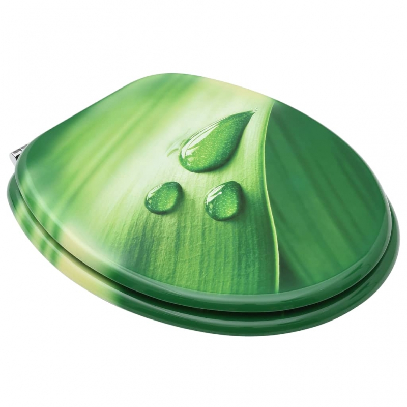 Toilettensitz mit Deckel MDF Grün Wassertropfen-Design