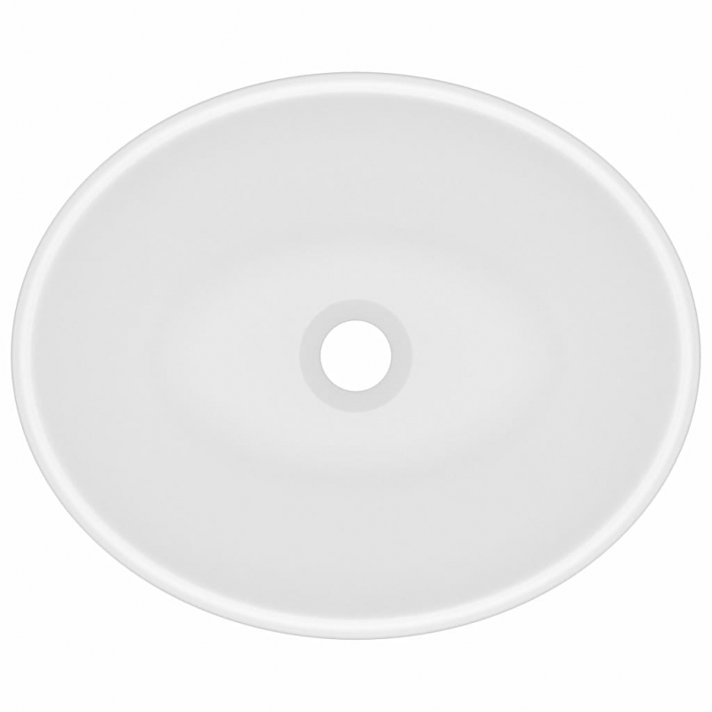 Luxuriöses Ovales Waschbecken Matt Weiß 40x33 cm Keramik