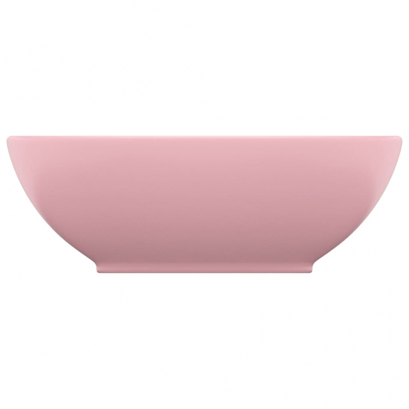 Luxuriöses Ovales Waschbecken Matt Rosa 40x33 cm Keramik