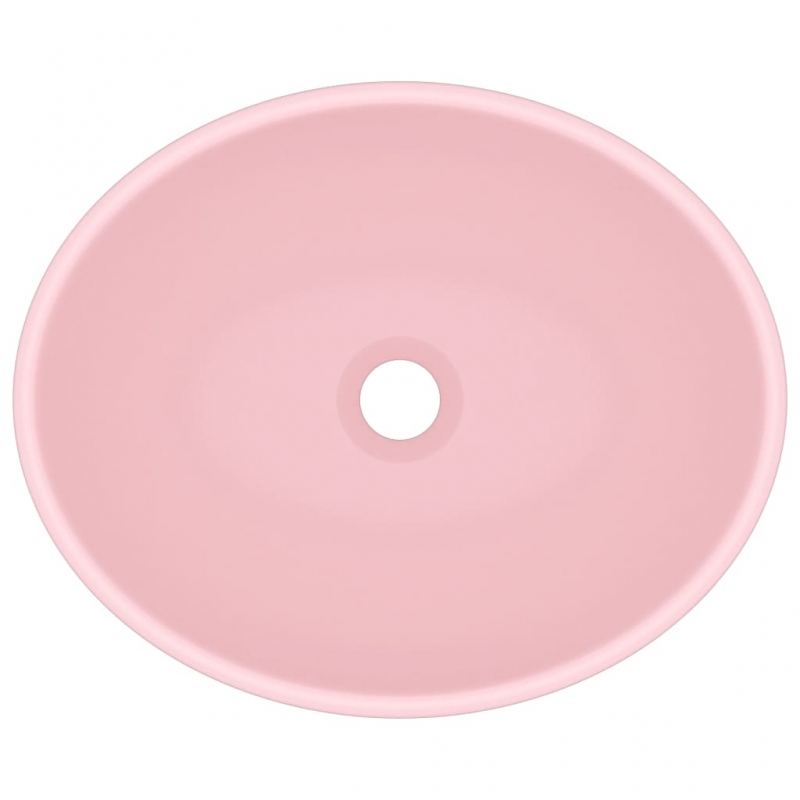 Luxuriöses Ovales Waschbecken Matt Rosa 40x33 cm Keramik