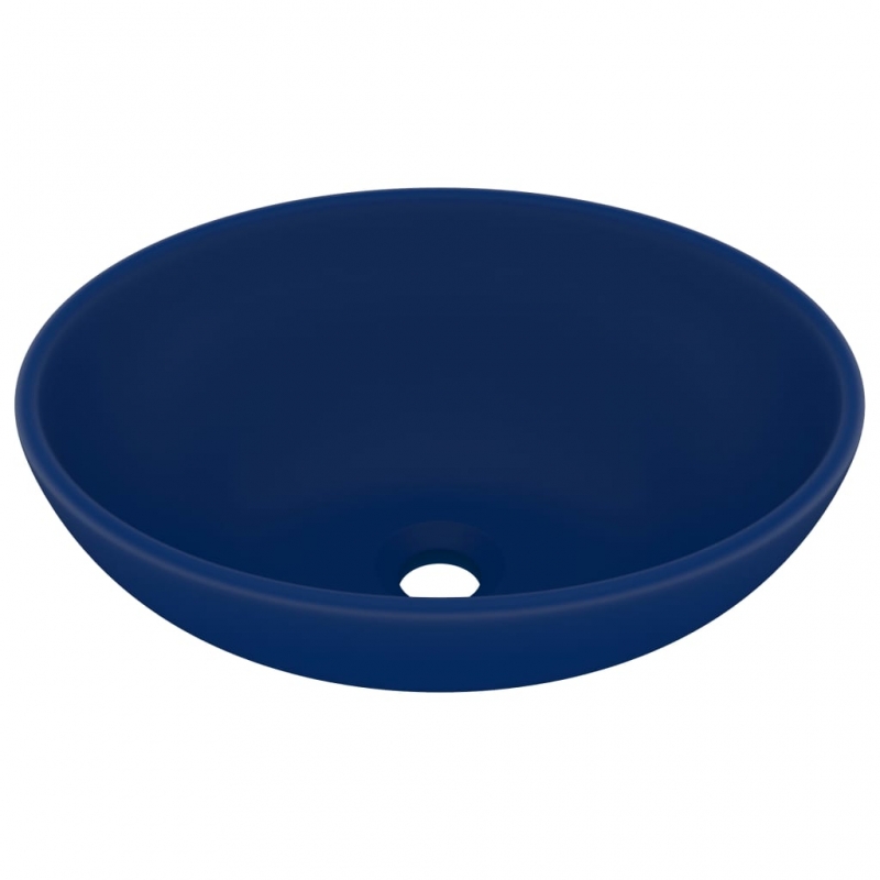 Luxuriöses Ovales Waschbecken Matt Dunkelblau 40x33 cm Keramik