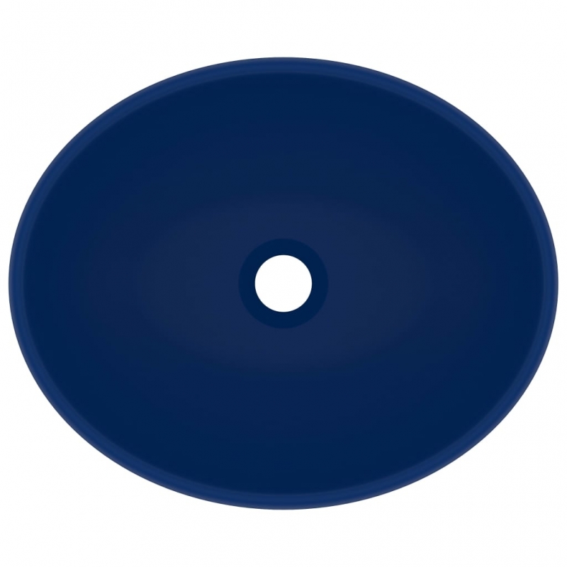 Luxuriöses Ovales Waschbecken Matt Dunkelblau 40x33 cm Keramik