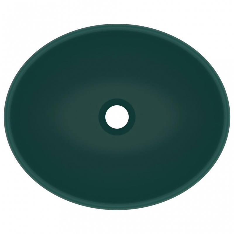 Luxuriöses Ovales Waschbecken Matt Dunkelgrün 40x33 cm Keramik