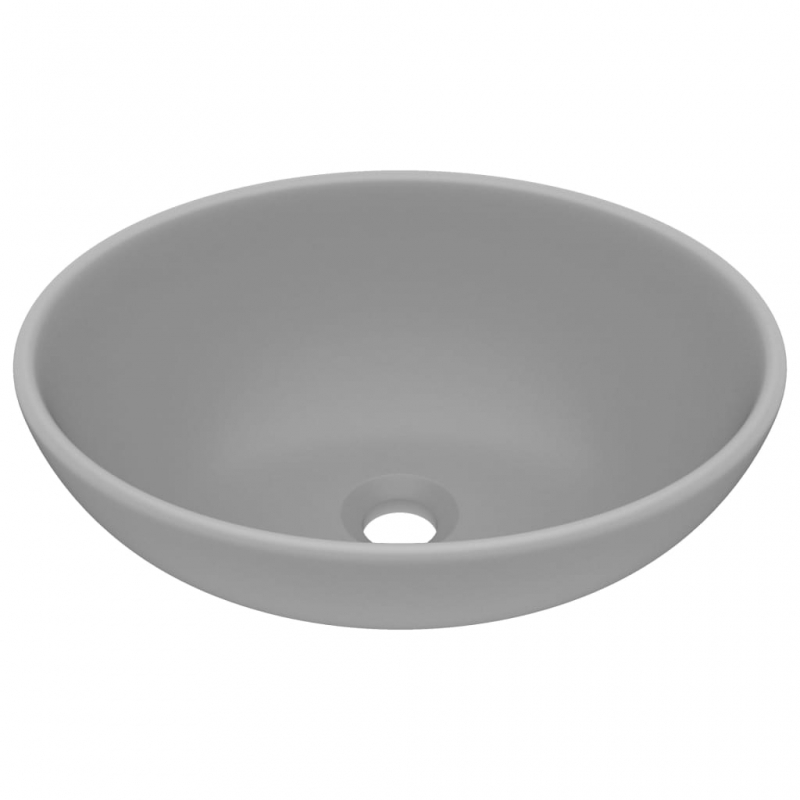 Luxuriöses Ovales Waschbecken Matt Hellgrau 40x33 cm Keramik