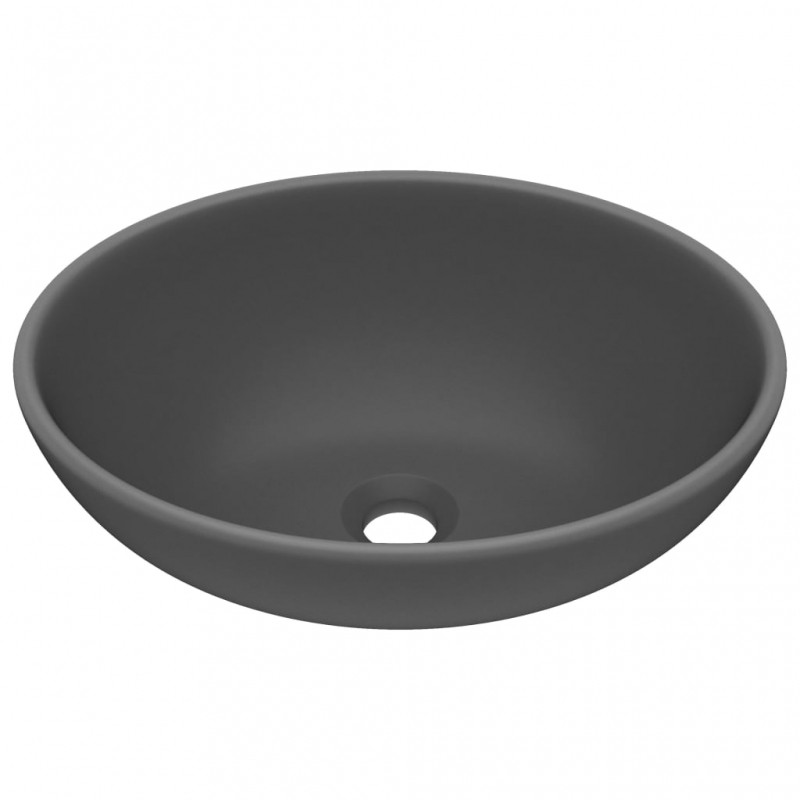 Luxuriöses Ovales Waschbecken Matt Dunkelgrau 40x33 cm Keramik
