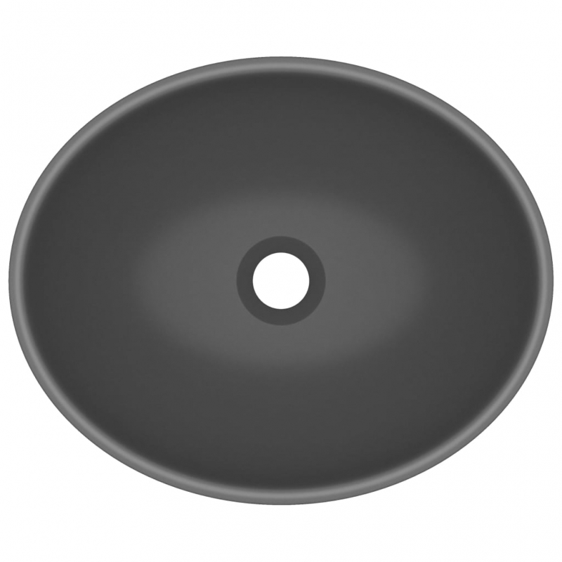 Luxuriöses Ovales Waschbecken Matt Dunkelgrau 40x33 cm Keramik