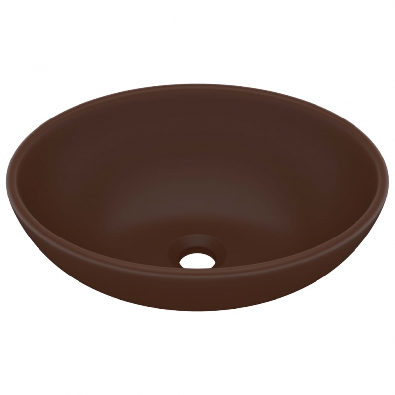 Luxuriöses Ovales Waschbecken Matt Dunkelbraun 40x33 cm Keramik