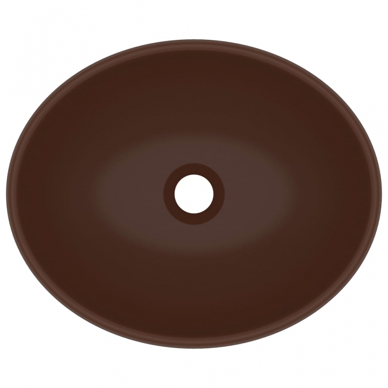Luxuriöses Ovales Waschbecken Matt Dunkelbraun 40x33 cm Keramik