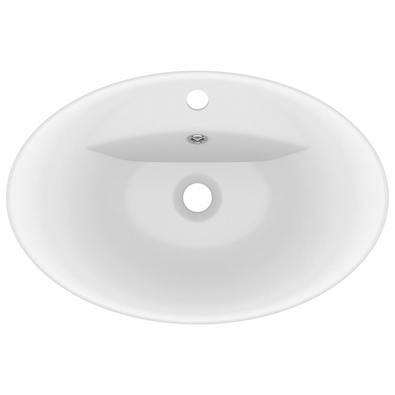 Luxus-Waschbecken Überlauf Oval Matt-Weiß 58,5x39 cm Keramik