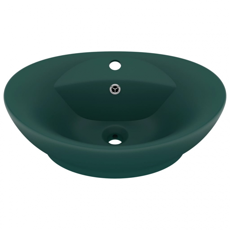 Luxus-Waschbecken Überlauf Matt Dunkelgrün 58,5x39cm Keramik