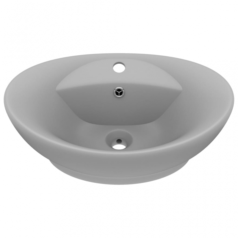 Luxus-Waschbecken Überlauf Matt Hellgrau 58,5x39cm Keramik