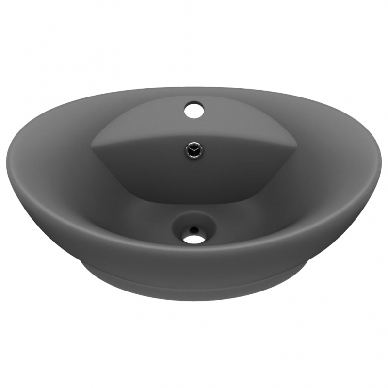 Luxus-Waschbecken Überlauf Matt Dunkelgrau 58,5x39cm Keramik