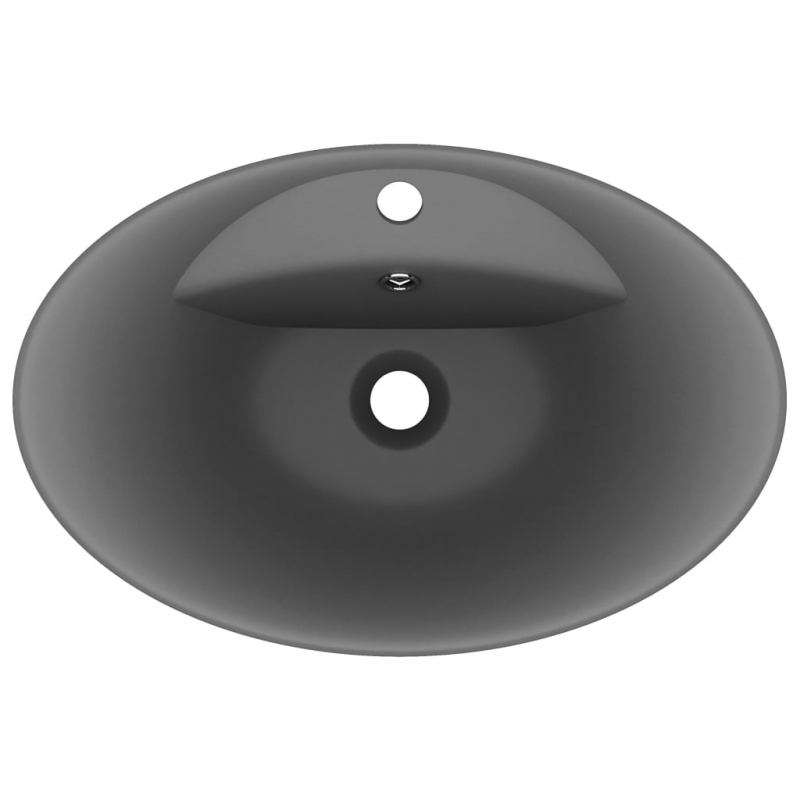 Luxus-Waschbecken Überlauf Matt Dunkelgrau 58,5x39cm Keramik