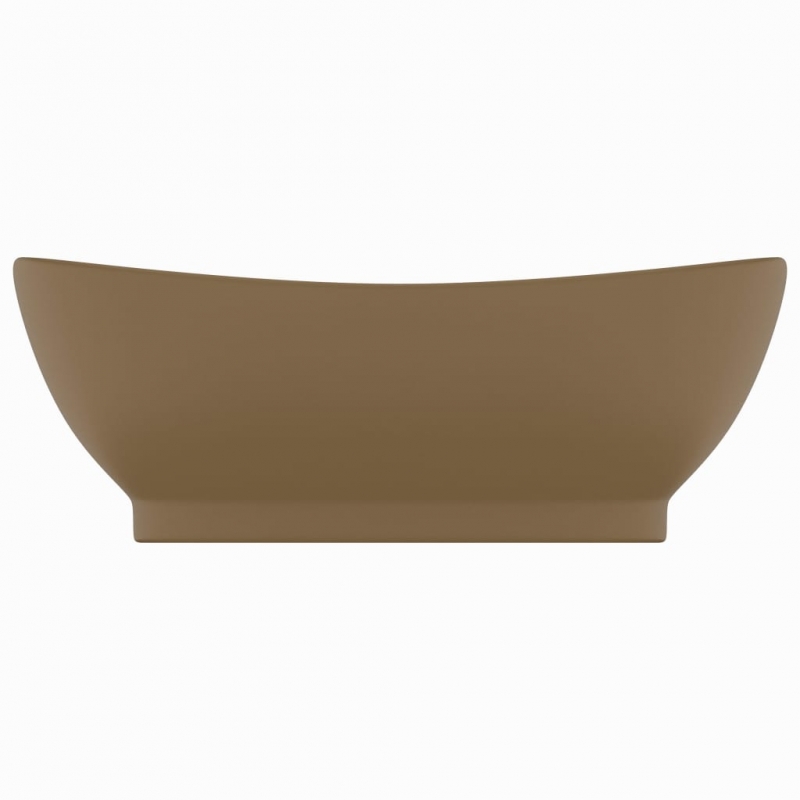 Luxus-Waschbecken Überlauf Oval Matt Creme 58,5x39cm Keramik