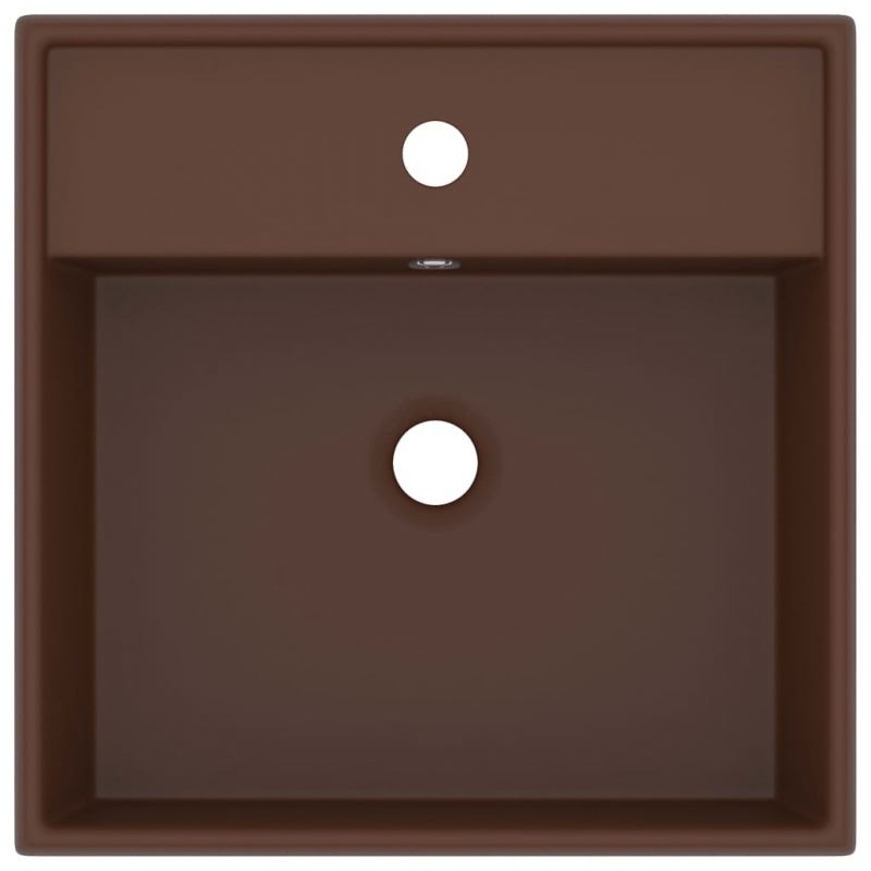 Luxus-Waschbecken Überlauf Quadratisch Matt Dunkelbraun 41x41cm