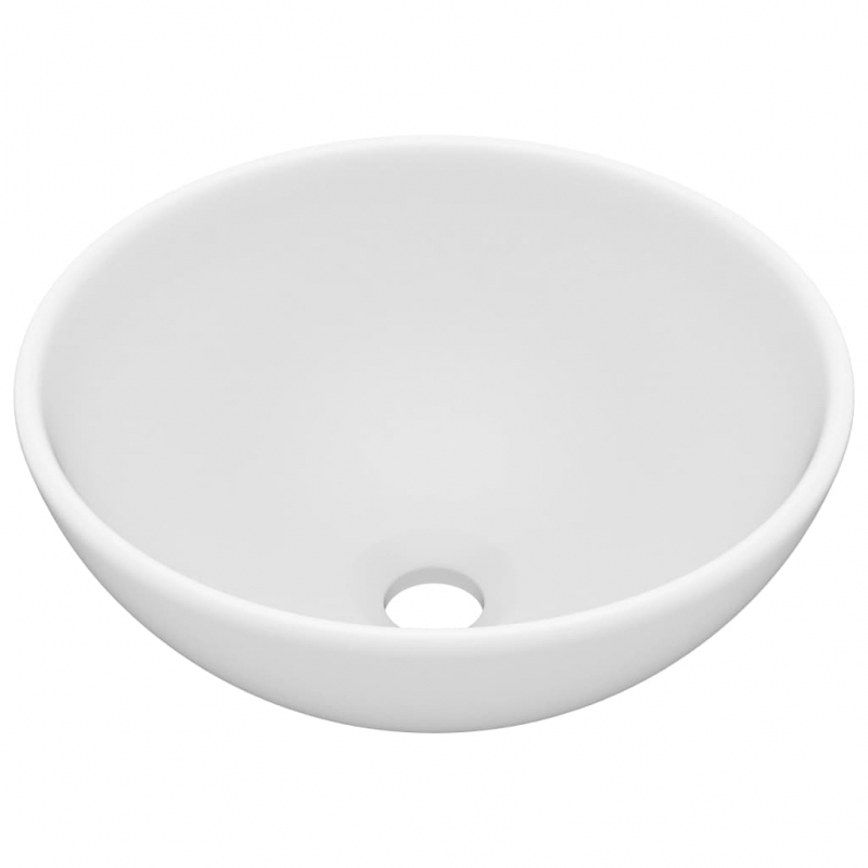 Luxus-Waschbecken Rund Matt Weiß 32,5x14 cm Keramik