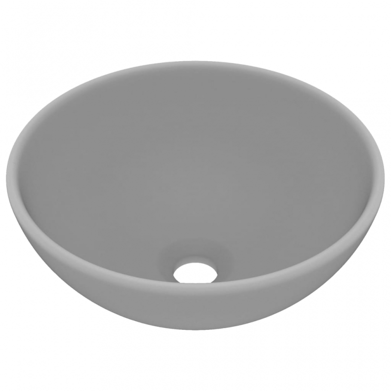 Luxus-Waschbecken Rund Matt Hellgrau 32,5x14 cm Keramik