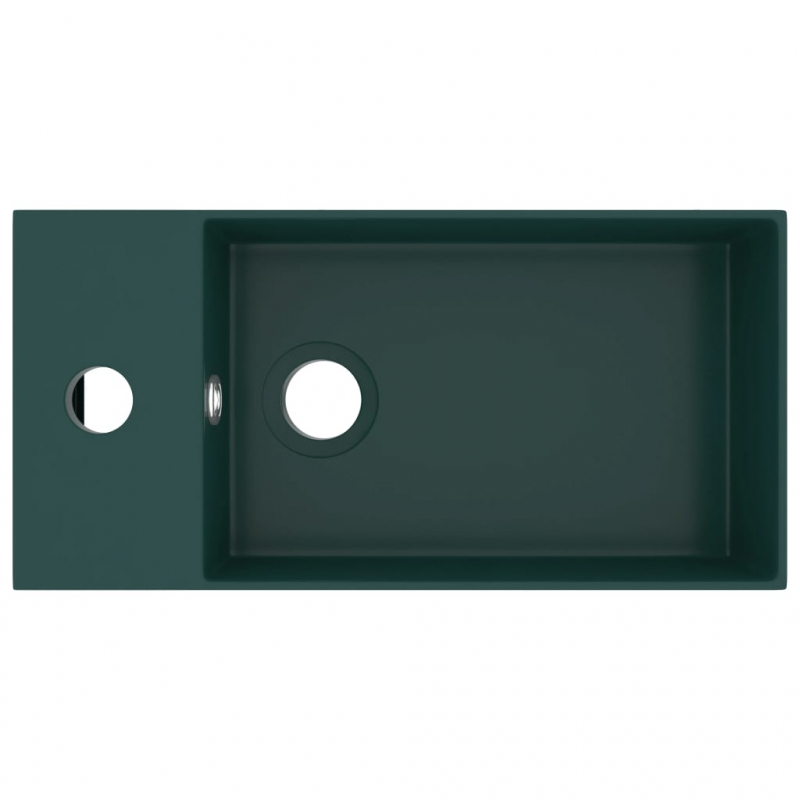Badezimmer-Waschbecken mit Überlauf Keramik Dunkelgrün