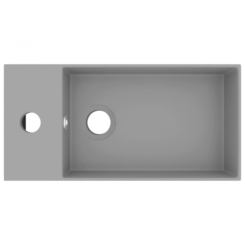 Badezimmer-Waschbecken mit Überlauf Keramik Hellgrau