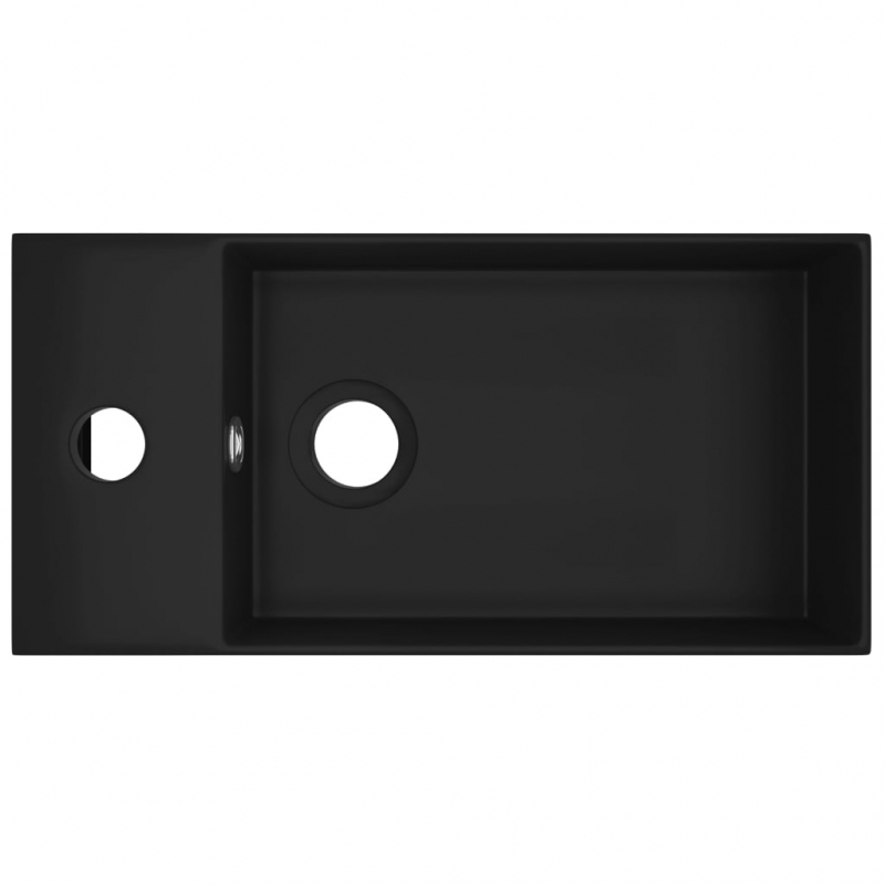Badezimmer-Waschbecken mit Überlauf Keramik Matt Schwarz