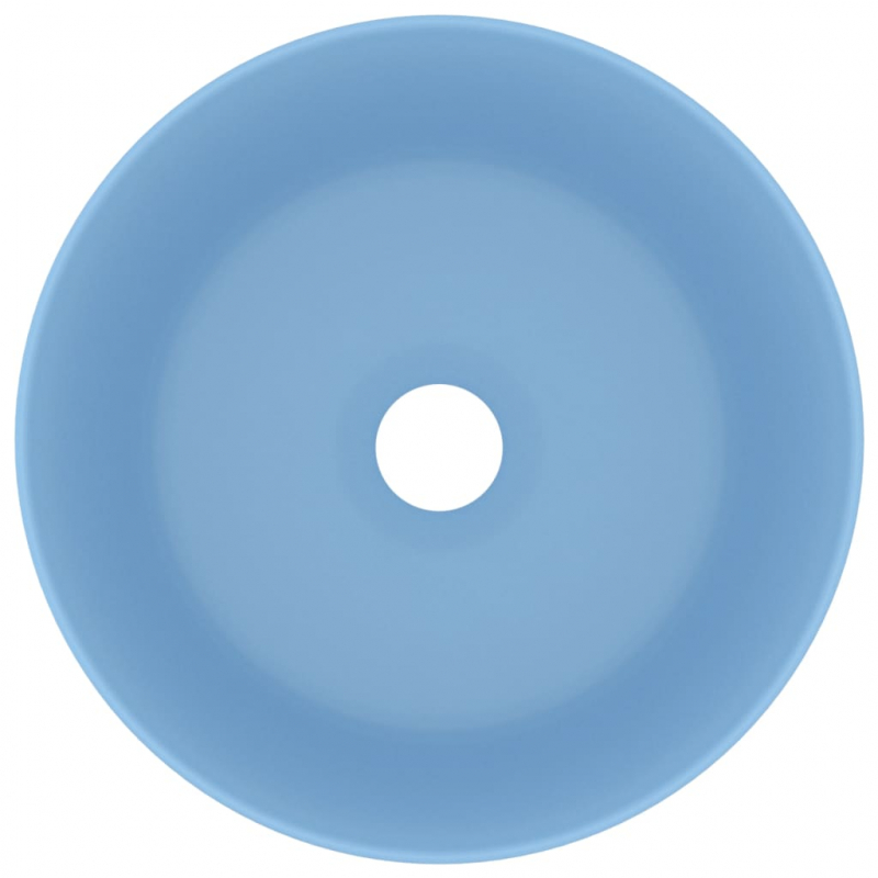 Luxuriöses Waschbecken Rund Matt Hellblau 40x15 cm Keramik