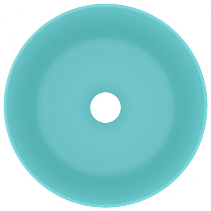Luxuriöses Waschbecken Rund Matt Hellgrün 40x15 cm Keramik