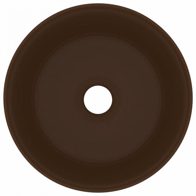 Luxuriöses Waschbecken Rund Matt Dunkelbraun 40x15 cm Keramik