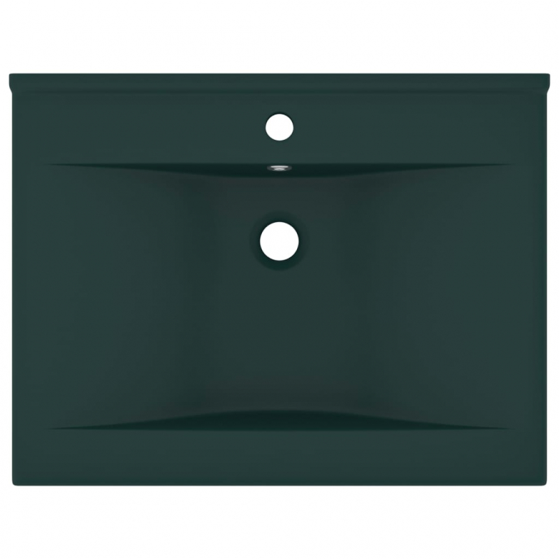 Luxus-Waschbecken mit Hahnloch Matt-Dunkelgrün 60x46 cm Keramik