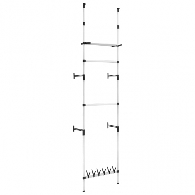 Teleskop-Garderobe mit Stangen und Regal Aluminium