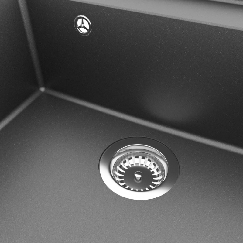 Küchenspüle mit Überlauf Grau Granit