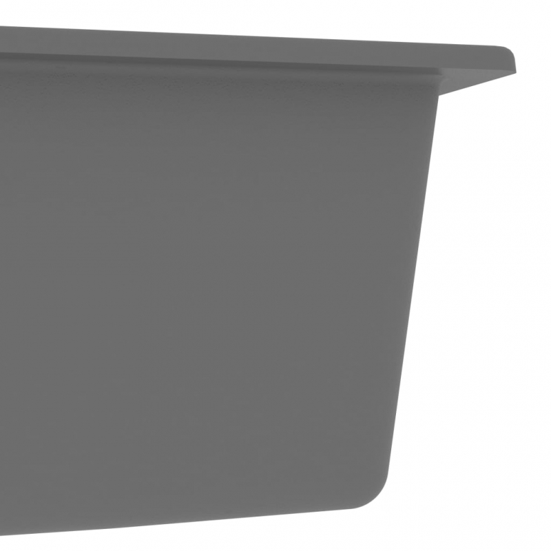 Küchenspüle mit Überlauf Doppelbecken Grau Granit