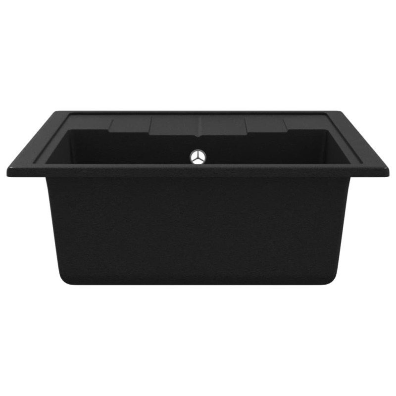 Küchenspüle mit Überlauf Oval Schwarz Granit