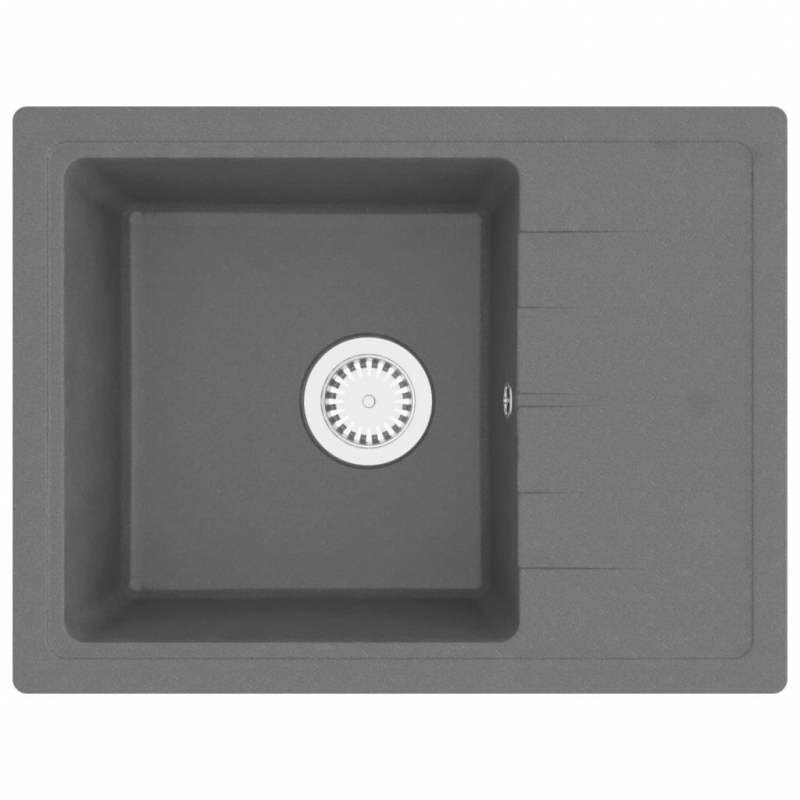 Küchenspüle mit Überlauf Oval Grau Granit