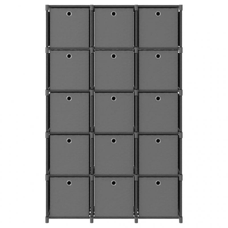 Würfelregal mit 15 Boxen Grau 103x30x175,5 cm Stoff