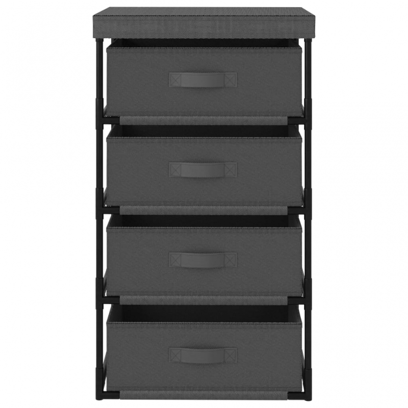 Aufbewahrungsregal mit 4 Stoffkörben Stahl Grau