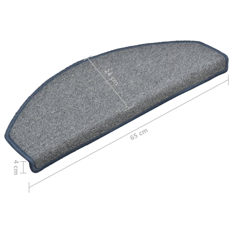 Treppenmatten 15 Stk. Hellgrau und Blau 65x24x4 cm