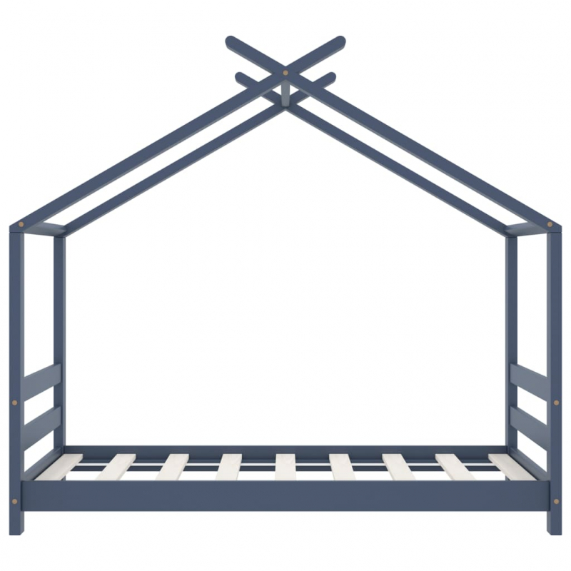 Kinder-Bettgestell Grau Massivholz Kiefer 70x140 cm