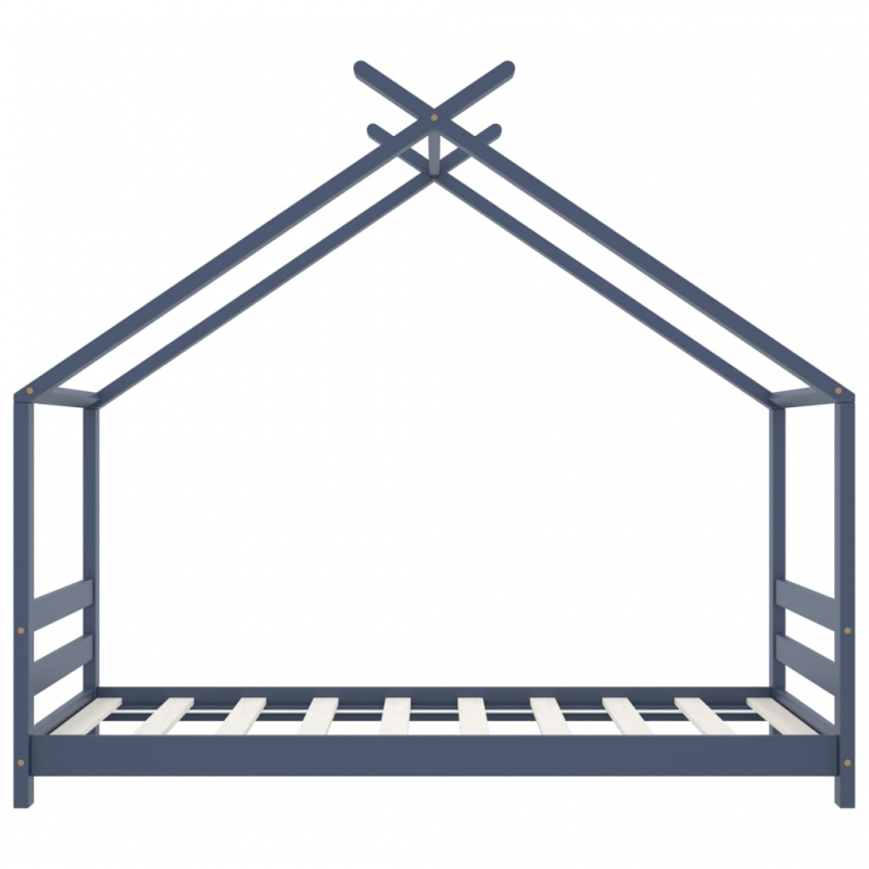 Kinder-Bettgestell Grau Massivholz Kiefer 80x160 cm