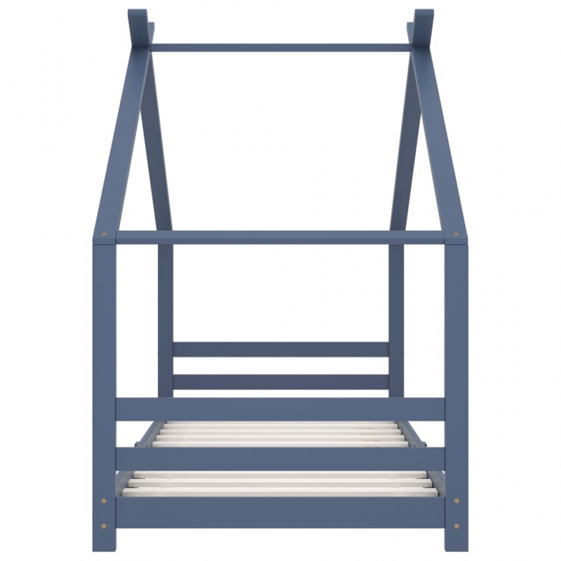 Kinder-Bettgestell Grau Massivholz Kiefer 90x200 cm