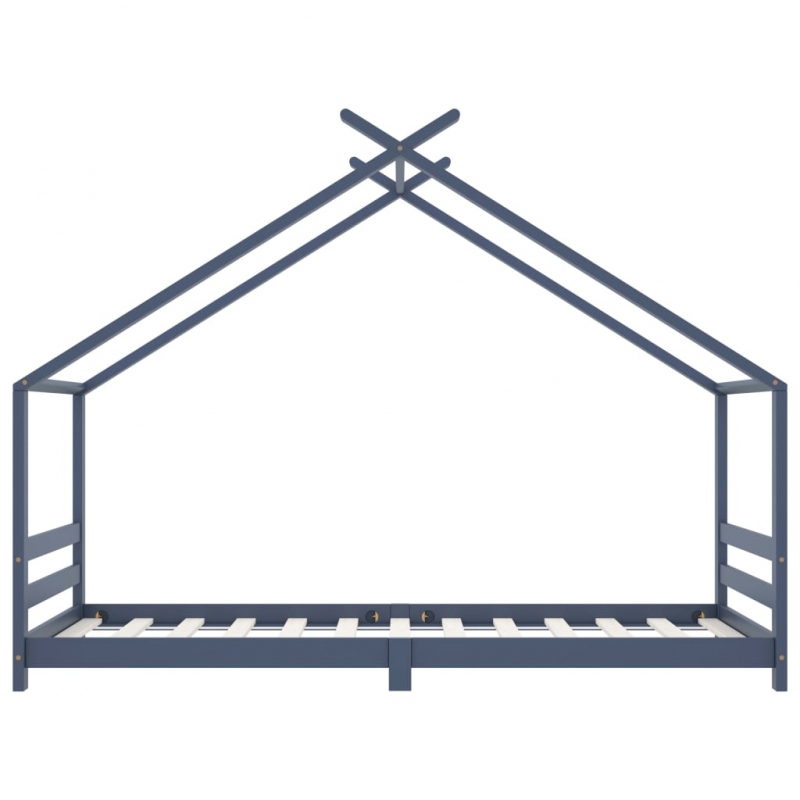 Kinder-Bettgestell Grau Massivholz Kiefer 90x200 cm