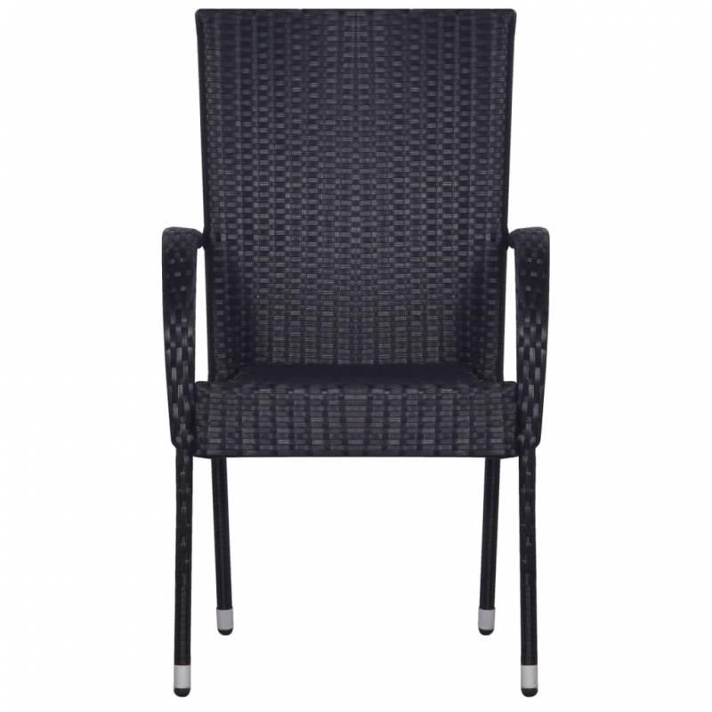 Stapelbare Gartenstühle 6 Stk. Poly Rattan Schwarz