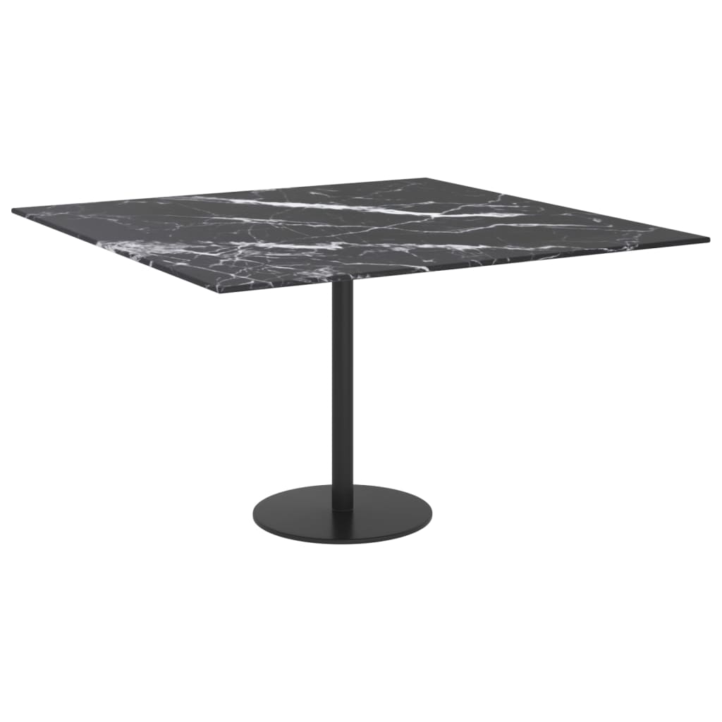 Tischplatte Schwarz 70x70 cm 6 mm Hartglas in Marmoroptik