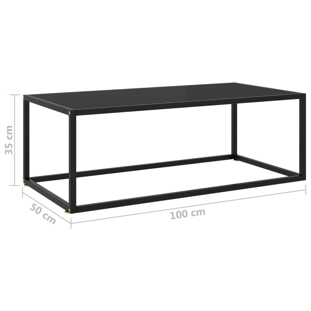 Couchtisch Schwarz mit Schwarzem Glas 100x50x35 cm