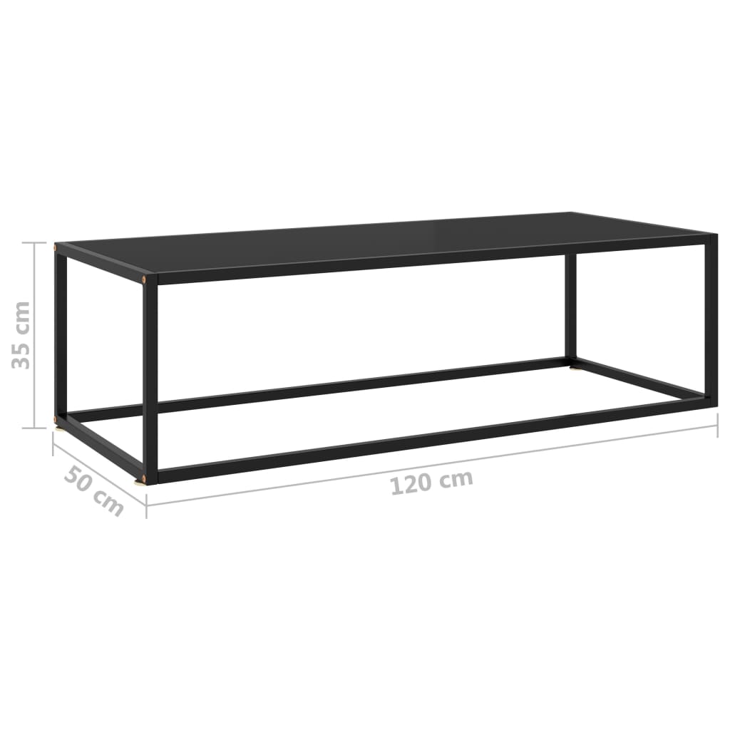 Couchtisch Schwarz mit Schwarzem Glas 120x50x35 cm
