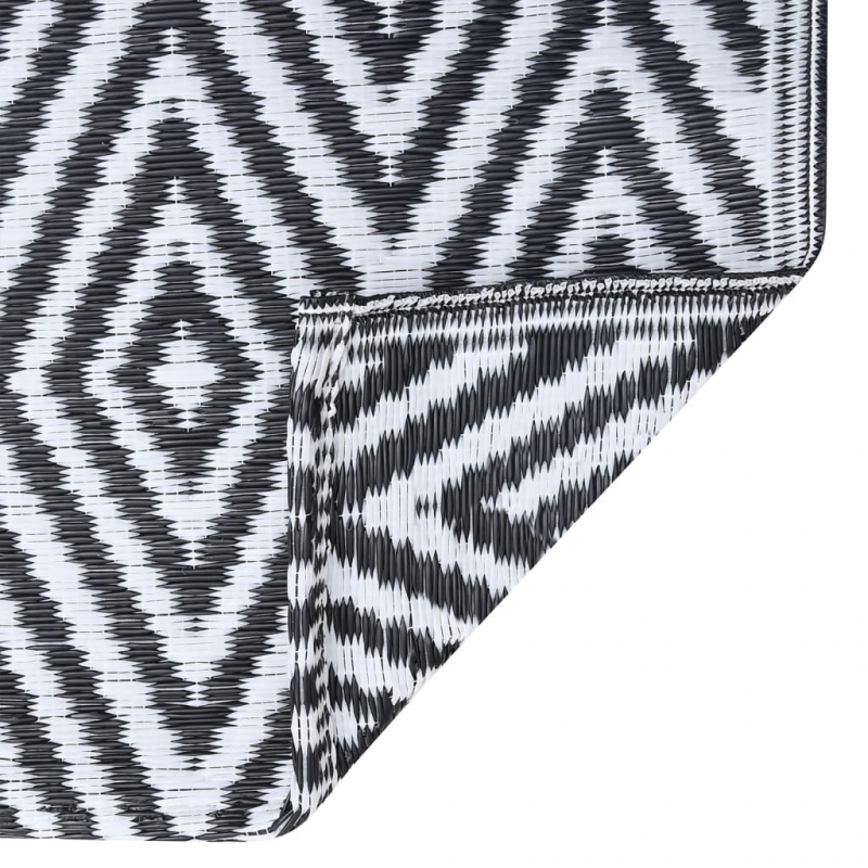 Outdoor-Teppich ARAKIL Weiß und Schwarz 160x230 cm PP