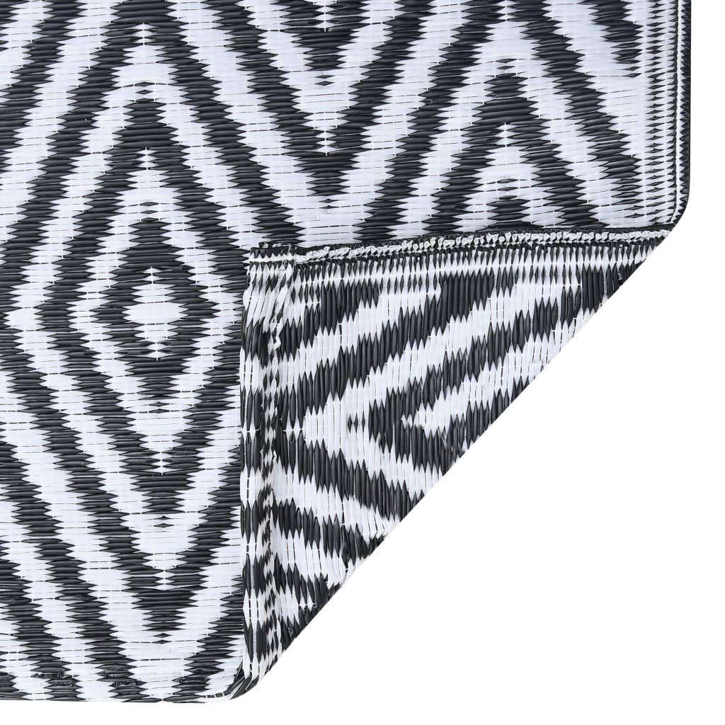 Outdoor-Teppich ARAKIL Weiß und Schwarz 190x290 cm PP