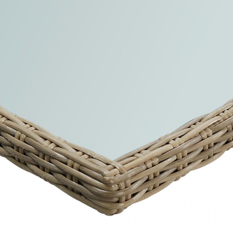 Garten-Esstisch Braun 200x100x74 cm Glas und Poly Rattan