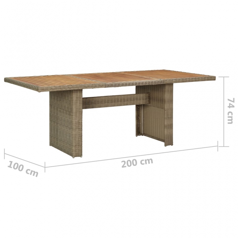 Garten-Esstisch Braun 200x100x74 cm Poly Rattan