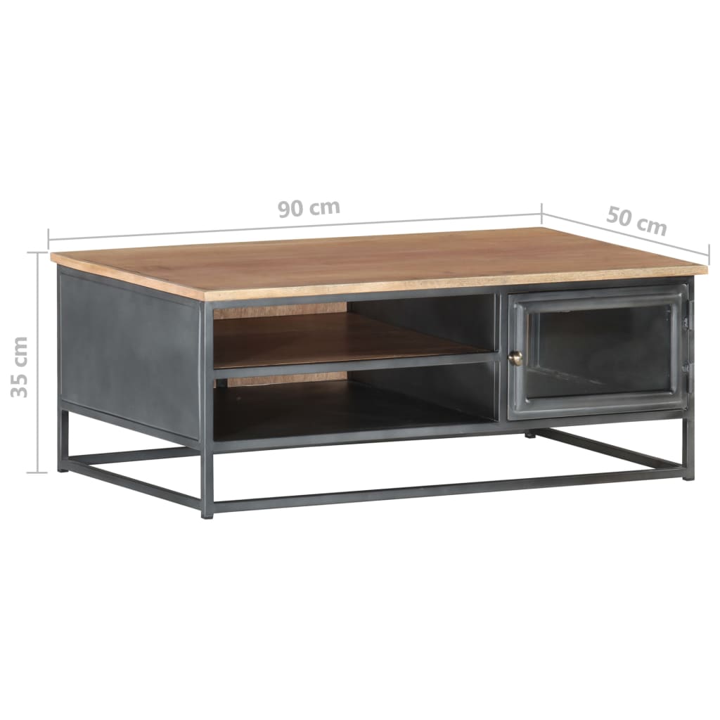 Couchtisch Grau 90x50x35 cm Massivholz Akazie
